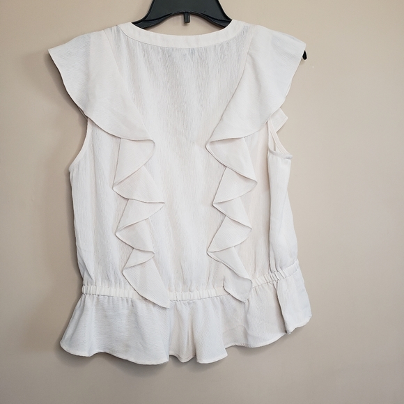 1 state gauze top with flounce sleeve in white swan L - Picture 3 of 6